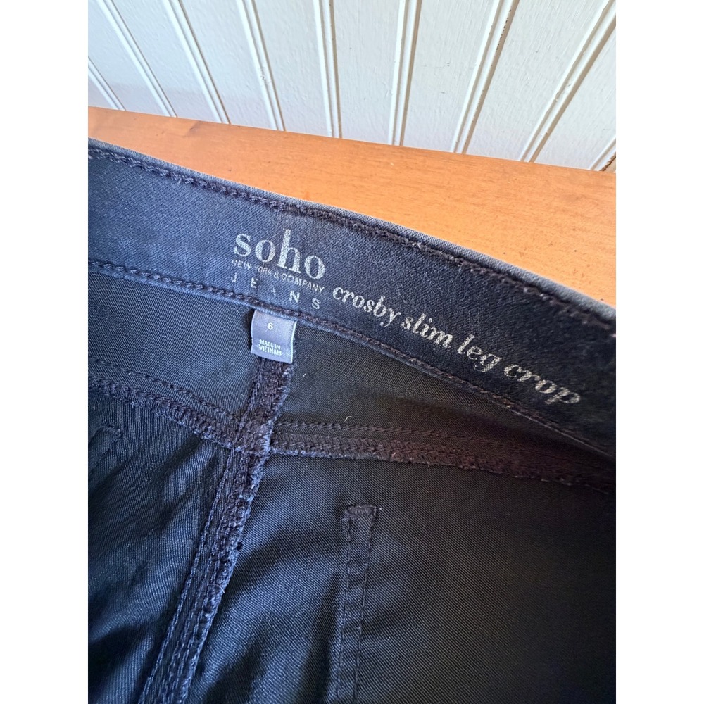 New York & Company Soho Jeans Crosby Slim Leg Crop Black Pants Womens Size 6 - Picture 3 of 9